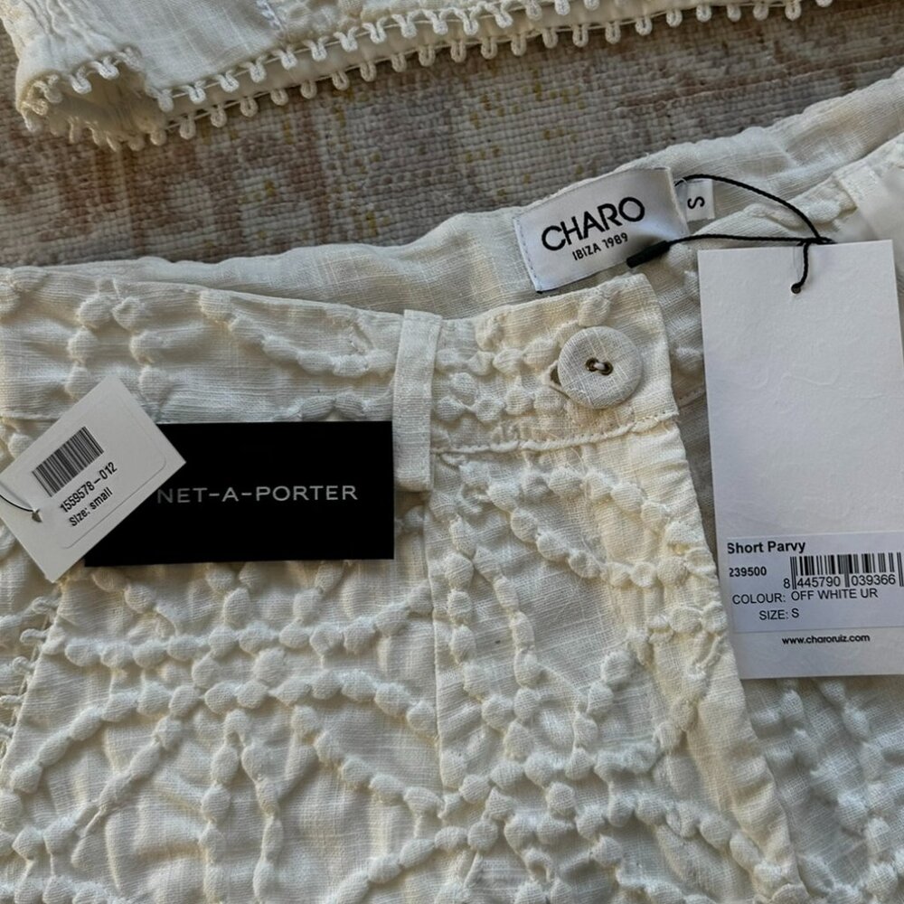 CHARO RUIZ IBIZA Ramie-blend Cloque Shorts Sz Small - Picture 4 of 10